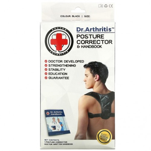 Doctor Arthritis, Posture Corrector & Handbook, Large, Black, 1 Corrector