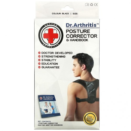 Doctor Arthritis, Posture Corrector & Handbook, Small, Black, 1 Corrector