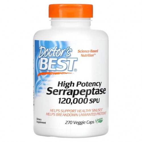 Doctor's Best, 고효능 세라펩타아제, 120,000SPU, 베지 캡슐 270정