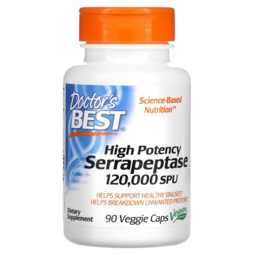 Doctor's Best, 고효능 세라펩타아제, 120,000SPU, 베지 캡슐 90정