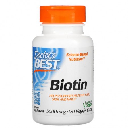 Doctor's Best, 비오틴, 5,000mcg, 베지 캡슐 120정