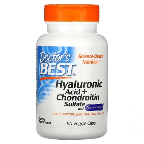 Doctor's Best, 히알루론산 + 황산콘드로이틴, BioCell Collagen 함유, 베지 캡슐 60정