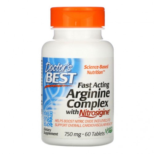 Doctor's Best, 빠른 작용 아르기닌 복합체, Nitrosigine 함유, 750mg, 60정