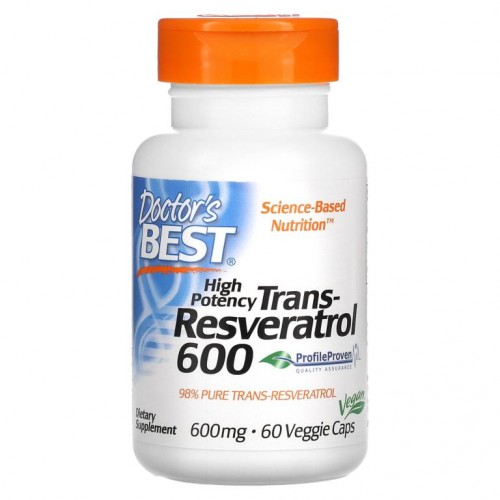 Doctor's Best, 고효능 트랜스 레스베라트롤 600, 600mg, 베지 캡슐 60정