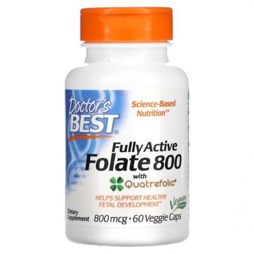 Doctor's Best, 완전 활성 엽산 800, 800mcg, 베지 캡슐 60정