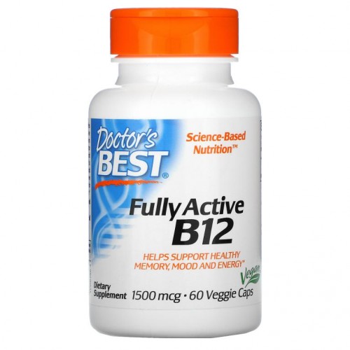 Doctor's Best, 완전 활성 B12, 1,500mcg, 베지 캡슐 60정