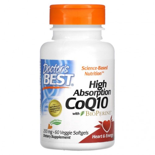 Doctor's Best, BioPerine 함유 고흡수율 CoQ10, 200mg, 베지 소프트젤 60정