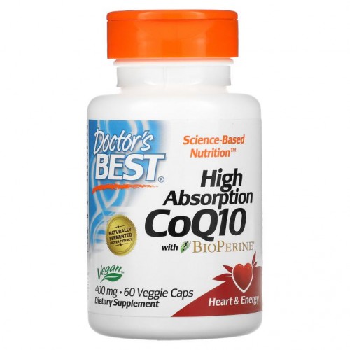 Doctor's Best, BioPerine 함유 고흡수 CoQ10, 400mg, 베지 캡슐 60정