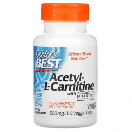 Doctor's Best, Biosint 카르니틴이 함유된 아세틸-L-카르니틴, 500mg, 베지 캡슐 60정