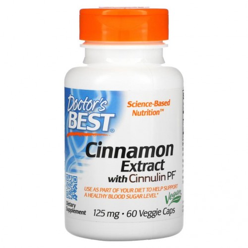 Doctor's Best, Cinnulin PF 함유 계피 추출물, 125mg, 베지 캡슐 60정