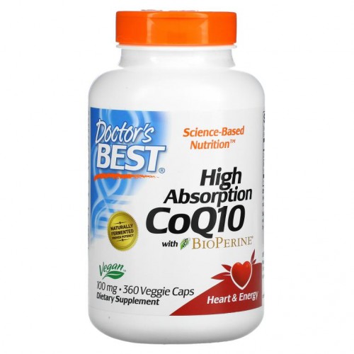 Doctor's Best, 고흡수 CoQ10, BioPerine 함유, 100mg, 베지 캡슐 360정