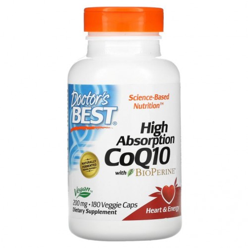 Doctor's Best, 고흡수율 CoQ10, BioPerine 함유, 200mg, 베지 캡슐 180정