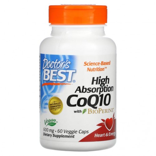 Doctor's Best, 고흡수 CoQ10, BioPerine 함유, 600mg, 베지 캡슐 60정
