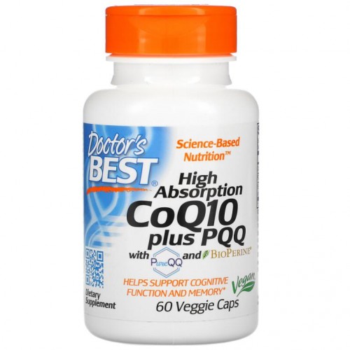 Doctor's Best, CoQ10 100mg, PQQ 20mg, 베지 캡슐 60정