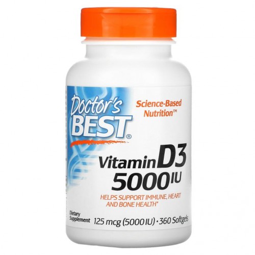 Doctor's Best, 비타민D3, 125mcg(5,000IU), 소프트젤 360정