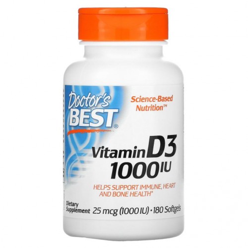 Doctor's Best, 비타민D3, 25mcg(1,000IU), 소프트젤 180정