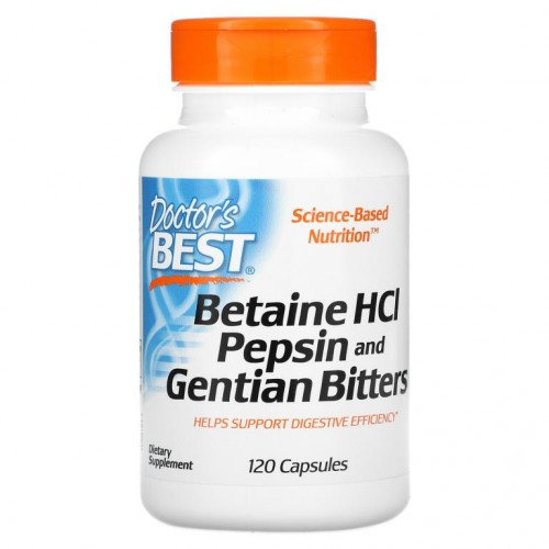 Doctor's Best, 베타인 HCL 펩신 & 용담 고미제, 120캡슐