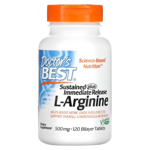 Doctor's Best, 즉시 방출 서방형 L-아르기닌, 500mg, 이중층 정제 120정