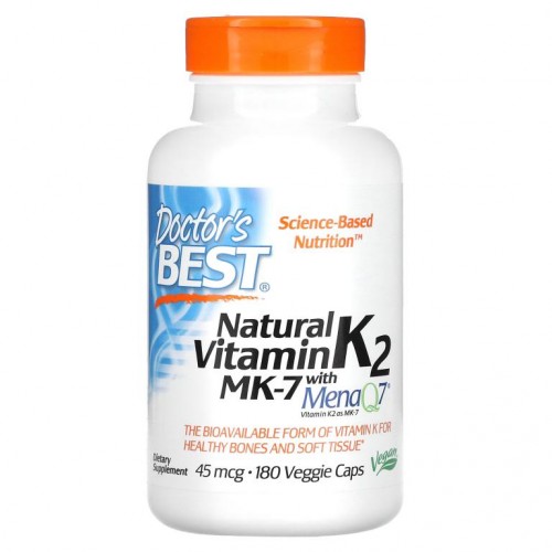 Doctor's Best, MenaQ7 함유 천연 비타민K2 MK-7, 45mcg, 베지 캡슐 180정