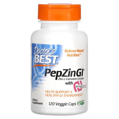 Doctor's Best, PepZin GI, 아연-L-카르노신 복합체, 베지 캡슐 120정