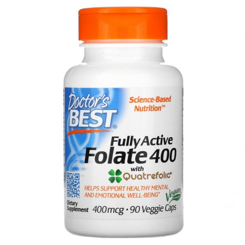 Doctor's Best, Quatrefolic 함유 완전 활성 엽산 400, 400mcg, 베지 캡슐 90정