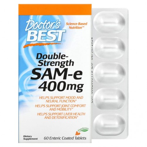 Doctor's Best, SAM-e, 더블 스트렝스, 400mg, 장용성 코팅 60정