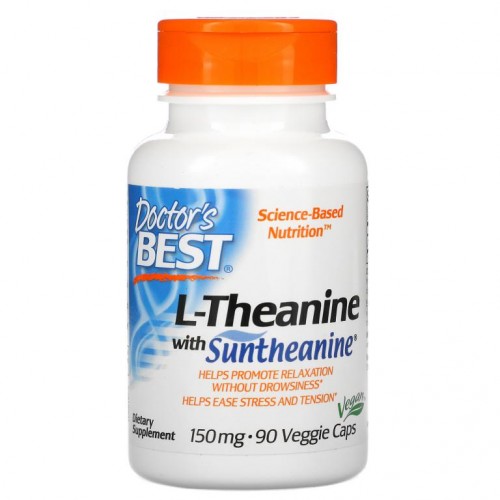 Doctor's Best, Suntheanine 함유 L-테아닌, 150mg, 베지 캡슐 90정