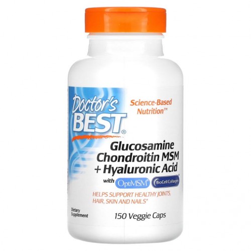 Doctor's Best, 글루코사민 콘드로이틴 식이유황 + 히알루론산, 베지 캡슐 150정