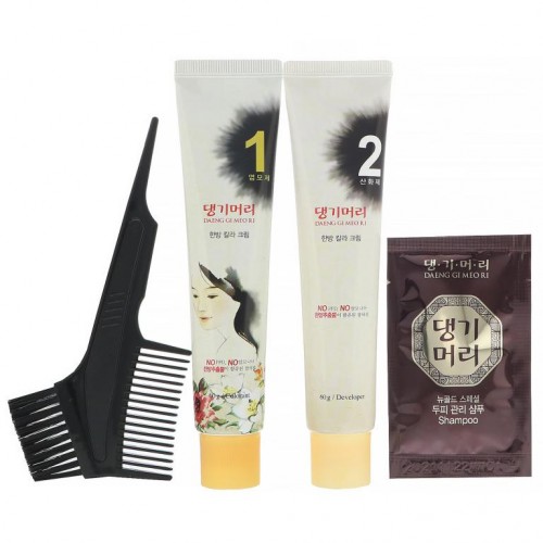 Doori Cosmetics, 댕기머리, 한약 성분 염모제, 다크 브라운, 키트 1개