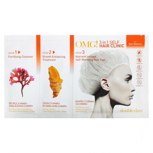 Double Dare, OMG! 3-in-1 Self Hair Clinic, For Hair Restore, 3 Step Kit