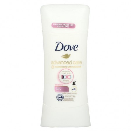 Dove, 어드밴스드 케어, 투명, 땀 억제 데오드란트, 깔끔한 마무리, 2.6oz(74g)