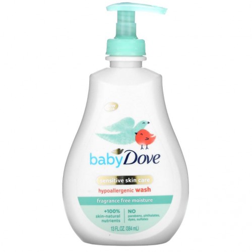 Dove, 베이비, 민감성 피부 케어, 저자극성 워시, 향료 무함유, 384ml(13fl oz)