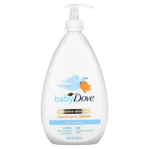 Dove, 아기용, 민감한 피부 케어, 저자극성 로션, 리치 모이스처, 591ml(20fl oz)