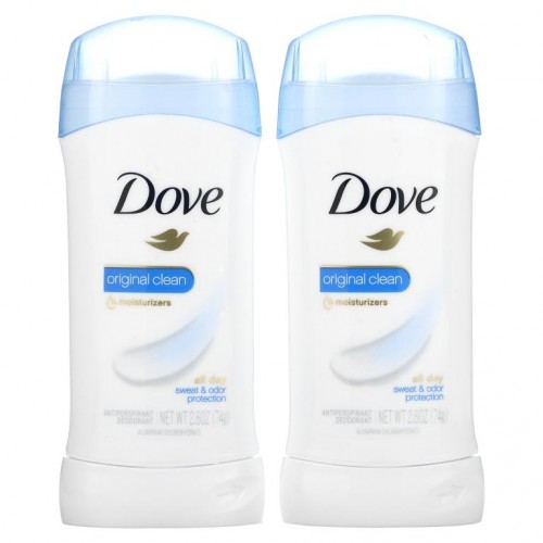 Dove, 투명한 고체형 데오드란트, 오리지널 클린, 2팩, 각 2.6oz(74g)