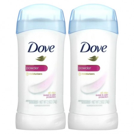 Dove, 인비저블 솔리드 데오드란트, 분말형, 2개입, 각 74g(2.6oz)