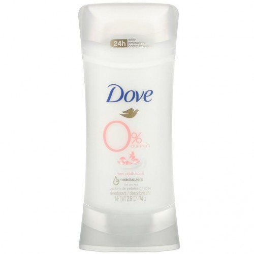 Dove, 0% 알루미늄 데오드란트, 장미 꽃잎 향, 2.6 oz (74 g)