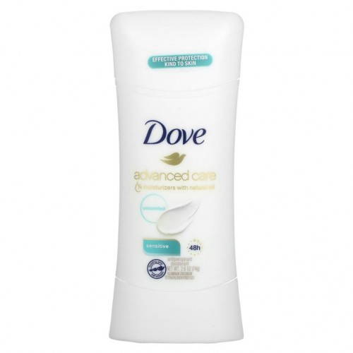 Dove, Advanced Care, 땀 억제 데오드란트, 민감한 피부용, 74g(2.6oz)