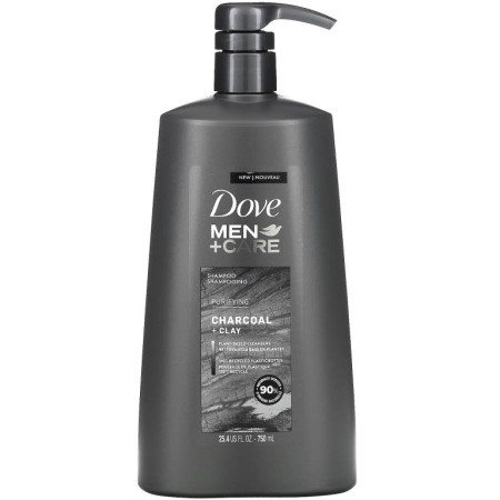 Dove, Men+Care, Shampoo, Purifying, Charcoal + Clay, 24.5 fl oz (750 ml)