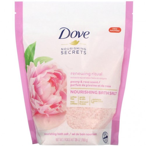 Dove, Nourishing Secrets, 너리싱 배스 솔트, 모란 및 장미 향, 793g(28oz)