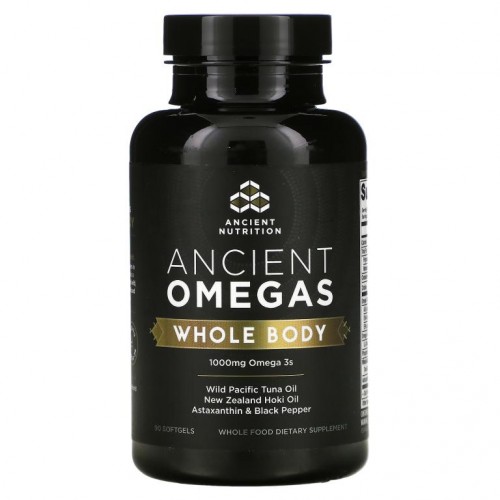 Dr. Axe / Ancient Nutrition, 에인션트 오메가스, 전신 건강 증진, 1,000mg, 소프트젤 90개