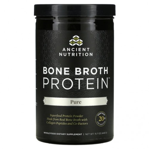 Dr. Axe / Ancient Nutrition, 뼈 육수 단백질, 퓨어, 446g(15.7oz)