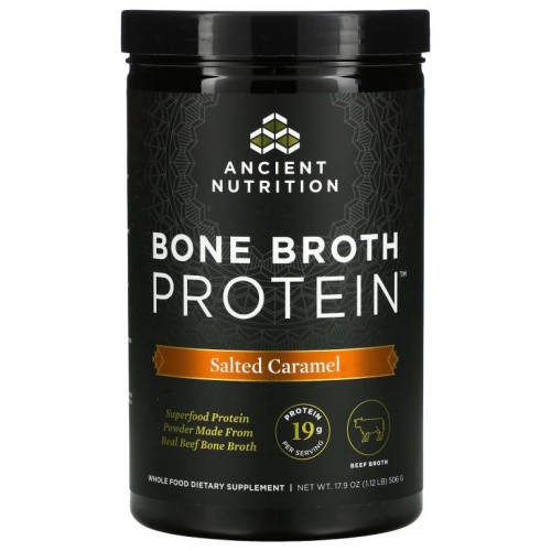 Dr. Axe / Ancient Nutrition, 뼈 육수 단백질, 솔티드 캐러멜 맛, 506g(1.12lb)