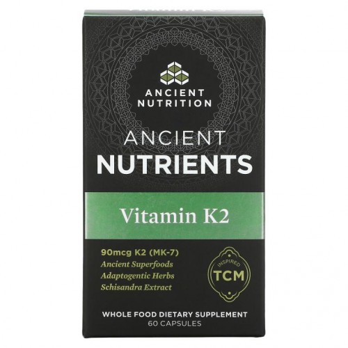 Dr. Axe / Ancient Nutrition, 에인션트 뉴트리언츠, 비타민K2, 캡슐 60정