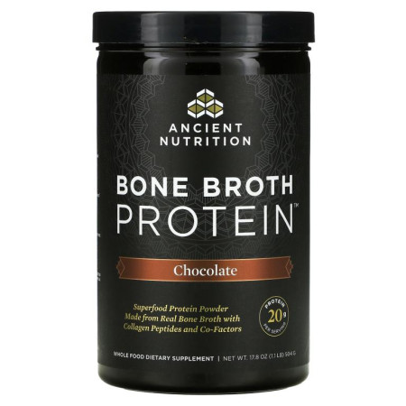Dr. Axe / Ancient Nutrition, Bone Broth Protein, Chocolate, 1.1 lb, (17.8 oz)