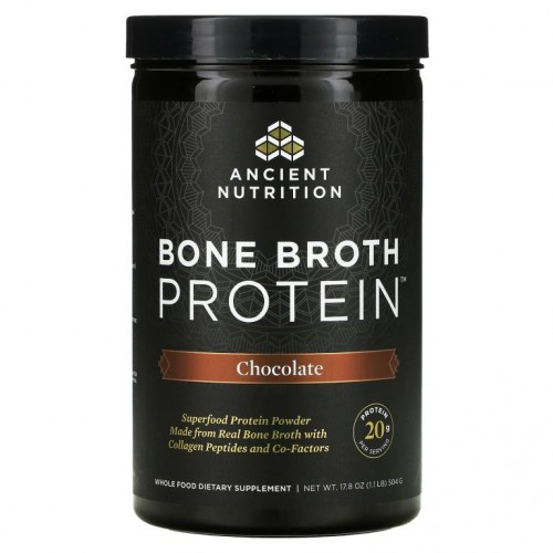 Dr. Axe / Ancient Nutrition, Bone Broth Protein, Chocolate, 1.1 lb, (17.8 oz)