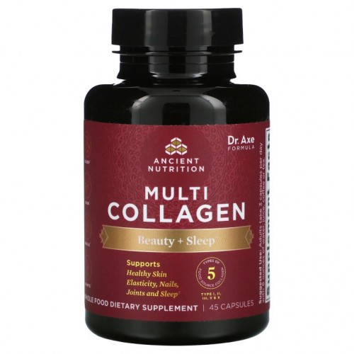 Dr. Axe / Ancient Nutrition, Multi Collagen, Beauty + Sleep, 45 Capsules