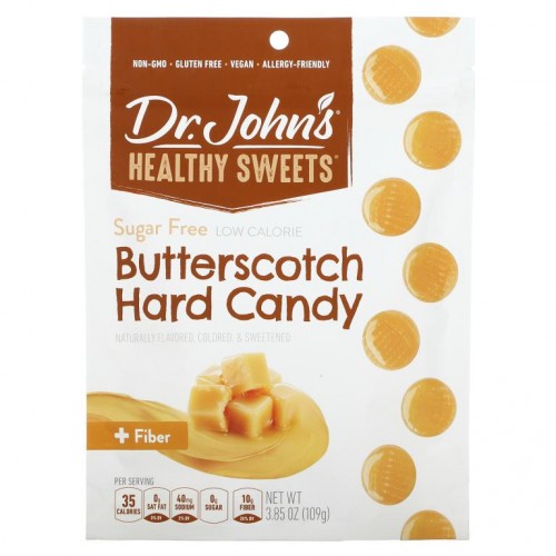Dr. John's Healthy Sweets, Butterscotch Hard Candy, + Fiber, Sugar Free, 3.85 oz (109 g)