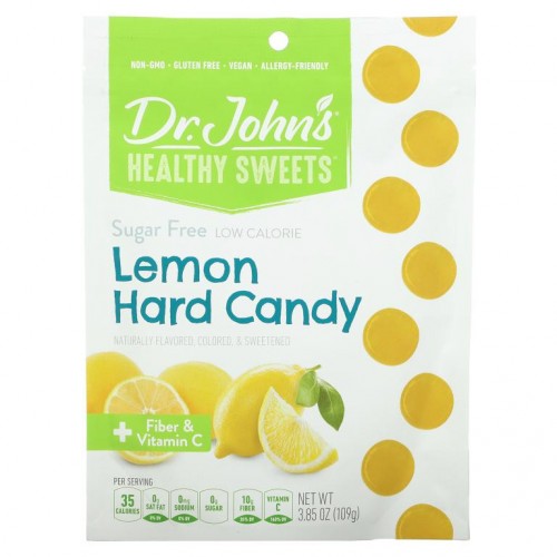 Dr. John's Healthy Sweets, Lemon Hard Candy, + Fiber & Vitamin C, Sugar Free, 3.85 oz (109 g)