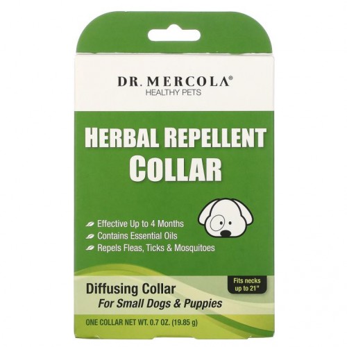 Dr. Mercola, 허브 방충 목걸이, 소형견 & 강아지 용, 1 개, 0.7 온스 (19.85g)