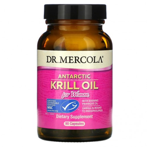 Dr. Mercola, 여성용 남극 크릴 오일, 캡슐 90정